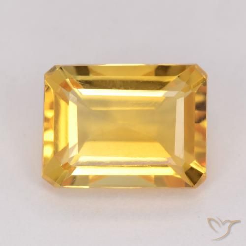 1.54ct 자연스러운 골든 오렌지 황수정, 에메랄드 컷, VVS-VS