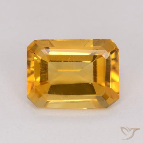 1.20ct 자연스러운 딥 골든 오렌지 황수정, 에메랄드 컷, VVS-VS