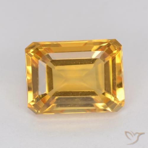 1.44ct 자연스러운 다크 골든 황수정, 에메랄드 컷, VVS-VS