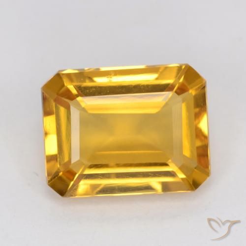 1.44ct 자연스러운 골든 오렌지 황수정, 에메랄드 컷, VVS-VS