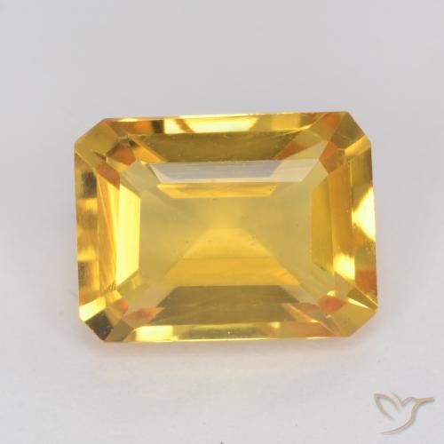 1.45ct 자연스러운 골든 황수정, 에메랄드 컷, VVS-VS