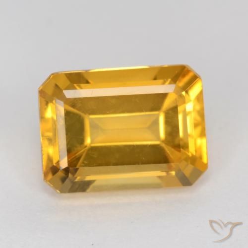 1.37ct 자연스러운 오렌지-골드 황수정, 에메랄드 컷, VVS-VS