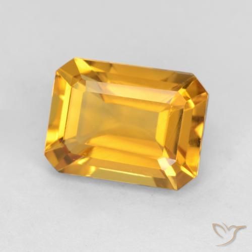 1.44ct 자연스러운 딥 골든 오렌지 황수정, 에메랄드 컷, VVS-VS