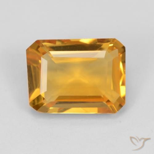 1.37ct 자연스러운 미디엄 오렌지 황수정, 에메랄드 컷, VVS-VS