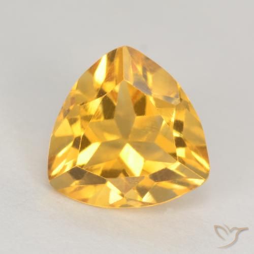 1.10캐럿 천연 미디엄 골드 시트린, 트릴리언, 6.9×6.8 mm, VS