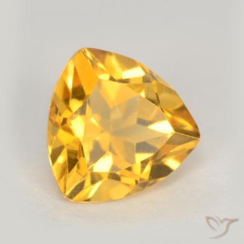 1.10캐럿 천연 미디엄 골드 시트린, 트릴리언, 6.9×6.8 mm, VS