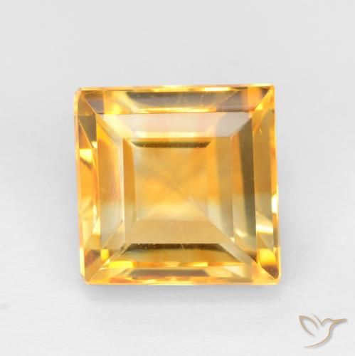 3.69ct 자연스러운 미디엄 라이트 오렌지 골드 황수정, 정사각형, VS