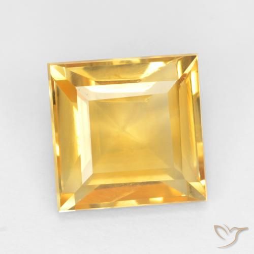 3.19ct 자연스러운 미디엄 골드 황수정, 정사각형, VS