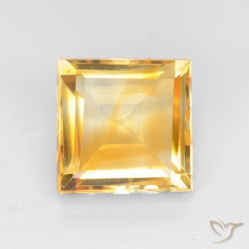 3.41ct 자연스러운 브라이트 골드 황수정, 정사각형, VS