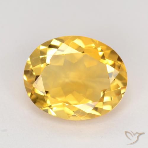 3.18ct 자연스러운 미디엄 골드 황수정, 타원형, VS