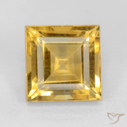 3.23ct 자연스러운 미디엄 골드 황수정, 정사각형, VS