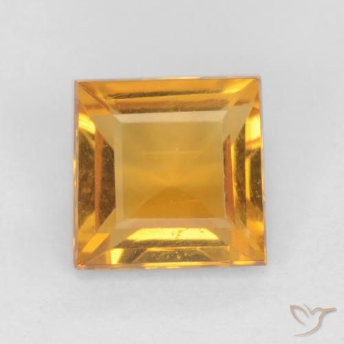 0.79ct 자연스러운 다크 오렌지-골드 황수정, 정사각형, VS