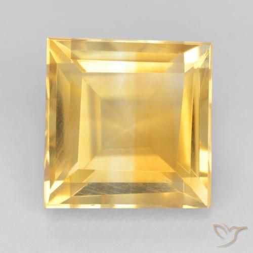3.04ct 자연스러운 미디엄 골드 황수정, 정사각형, VS