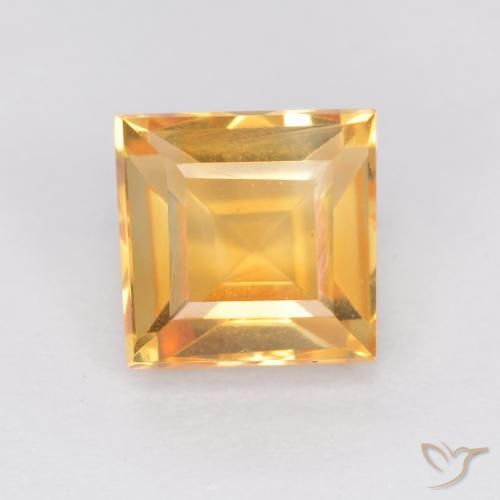 1.14ct 자연스러운 오렌지-골드 황수정, 정사각형, VS