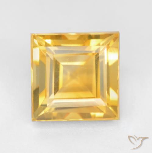 3.66ct 자연스러운 브라이트 골드 황수정, 정사각형, VS