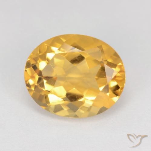 3.71ct 자연스러운 미디엄 골드 황수정, 타원형, VS
