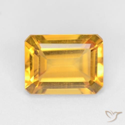 1.54ct 자연스러운 미디엄 골드 황수정, 에메랄드 컷, VVS-VS