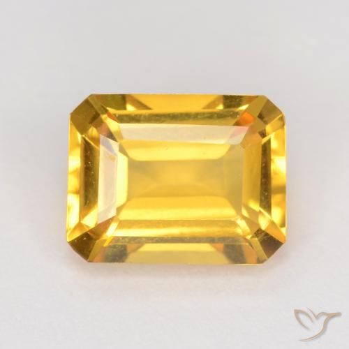 1.63ct 자연스러운 미디엄 골드 황수정, 에메랄드 컷, VVS-VS