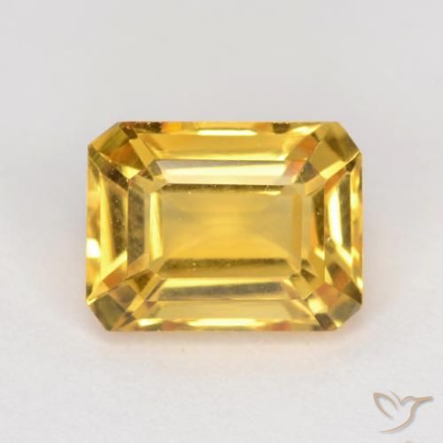 1.62ct 자연스러운 골든 황수정, 에메랄드 컷, VVS-VS