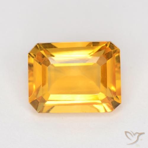 1.66ct 자연스러운 미디엄 골든 황수정, 에메랄드 컷, VVS-VS