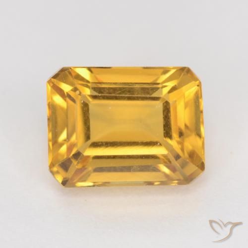 1.83ct 자연스러운 딥 골드 황수정, 에메랄드 컷, VVS-VS