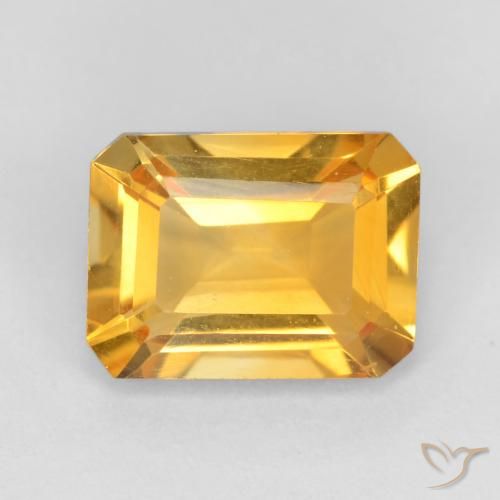 1.34ct 자연스러운 골든 오렌지 황수정, 에메랄드 컷, VVS-VS