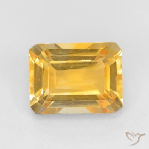 1.69ct 자연스러운 브라이트 골드 황수정, 에메랄드 컷, VVS-VS
