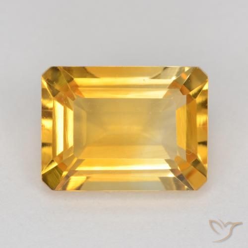 1.47ct 자연스러운 미디엄 골든 황수정, 에메랄드 컷, VS