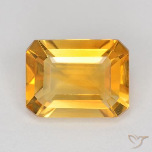 1.45ct 자연스러운 딥 골든 오렌지 황수정, 에메랄드 컷, VS