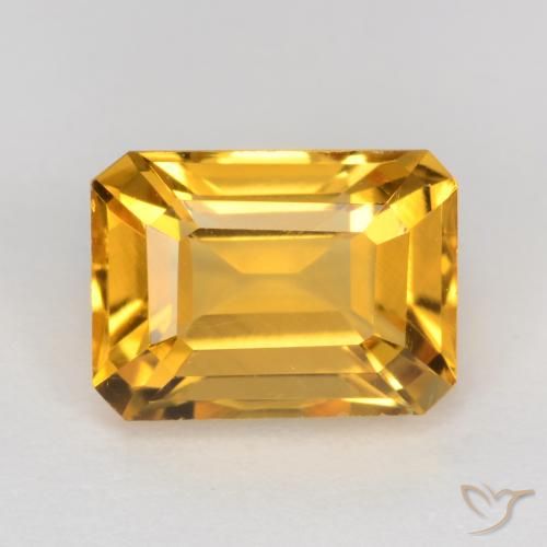 1.67ct 자연스러운 딥 골든 오렌지 황수정, 에메랄드 컷, VS