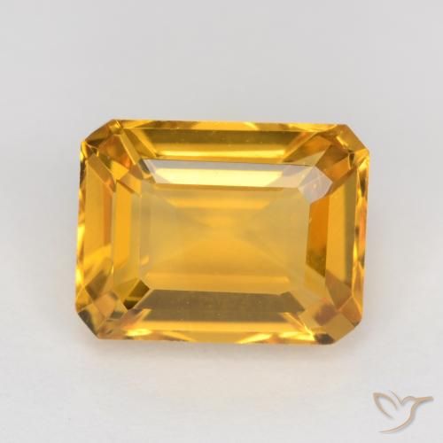 1.65ct 자연스러운 딥 골든 오렌지 황수정, 에메랄드 컷, VS