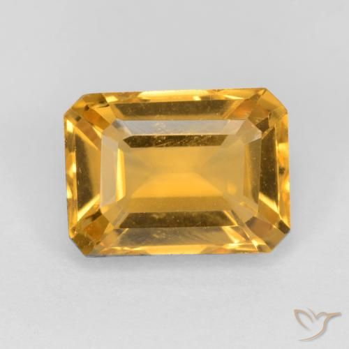 1.58ct 자연스러운 딥 골든 오렌지 황수정, 에메랄드 컷, VVS-VS