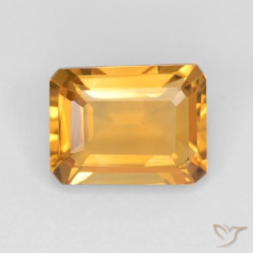 1.43ct 자연스러운 다크 골든 황수정, 에메랄드 컷, VVS-VS