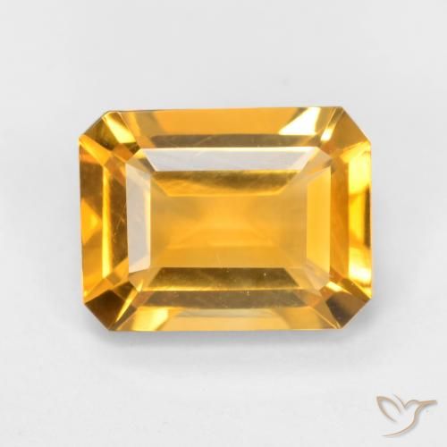 1.58ct 자연스러운 딥 골든 오렌지 황수정, 에메랄드 컷, VVS-VS