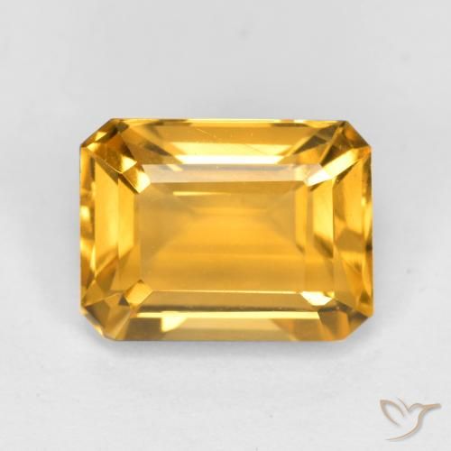 1.73ct 자연스러운 미디엄 골든 황수정, 에메랄드 컷, VS
