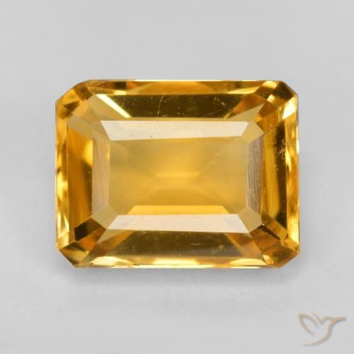 1.63ct 자연스러운 오렌지-골드 황수정, 에메랄드 컷, VS
