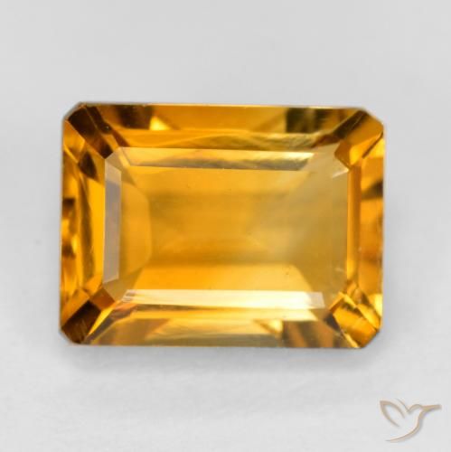 1.67ct 자연스러운 오렌지-골드 황수정, 에메랄드 컷, VS