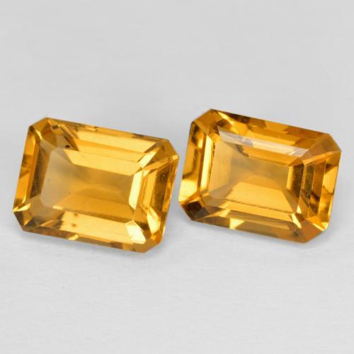 3.02캐럿 천연 딥 골든 오렌지 시트린 보석, 에메랄드 컷, 8×6 mm, VVS-VS
