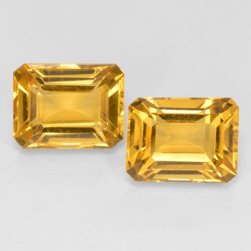 3.53캐럿 천연 딥 골든 오렌지 시트린 보석, 에메랄드 컷, 8×6.2 mm, VVS-VS