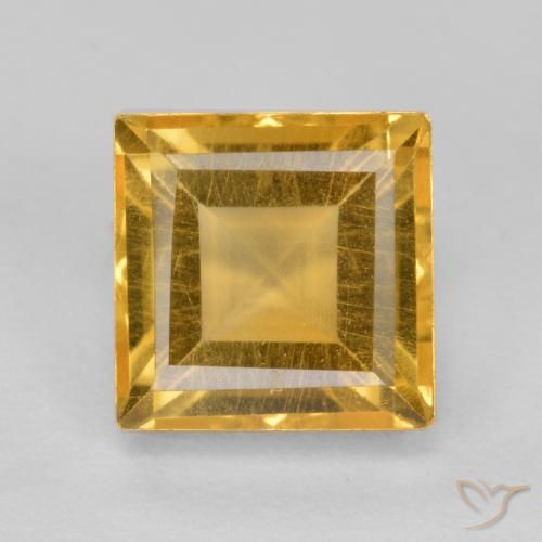 2.07ct 자연스러운 딥 골든 오렌지 황수정, 정사각형, VS