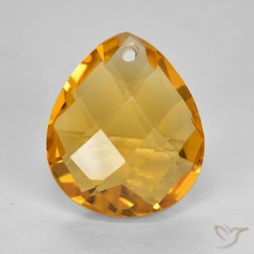 3.49ct 자연스러운 다크 오렌지-골드 황수정, 배 모양, VVS-VS