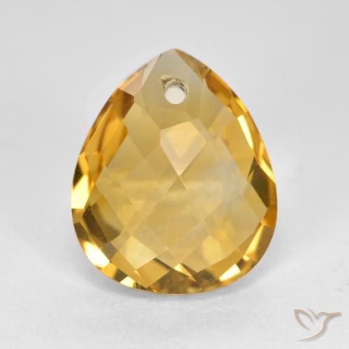 3.69ct 자연스러운 미디엄 다크 골든 황수정, 배 모양, VVS-VS