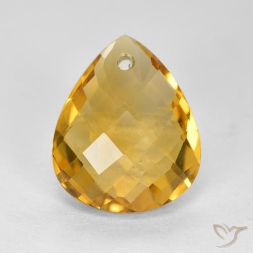 3.38ct 자연스러운 미디엄 다크 골든 황수정, 배 모양, VVS-VS