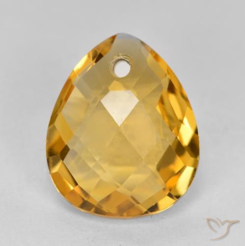 3.37ct 자연스러운 딥 골든 오렌지 황수정, 배 모양, VVS-VS