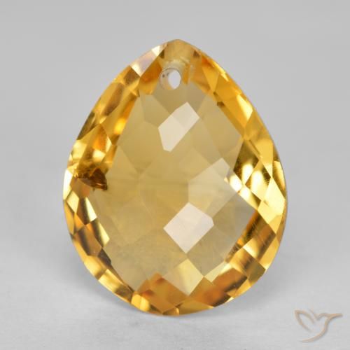 3.30ct 자연스러운 딥 골든 오렌지 황수정, 배 모양, VS-SI