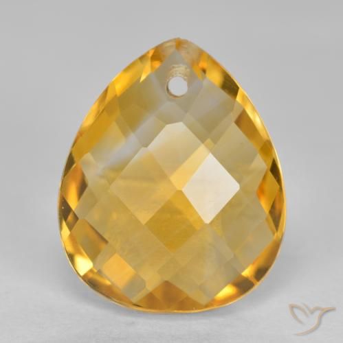 3.60ct 자연스러운 딥 골든 오렌지 황수정, 배 모양, VVS-VS