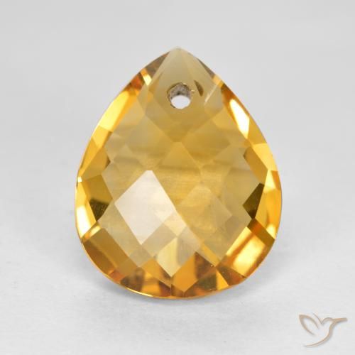 3.68ct 자연스러운 딥 골든 오렌지 황수정, 배 모양, VVS-VS