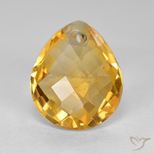 3.50ct 자연스러운 미디엄 라이트 오렌지 골드 황수정, 배 모양, VVS-VS