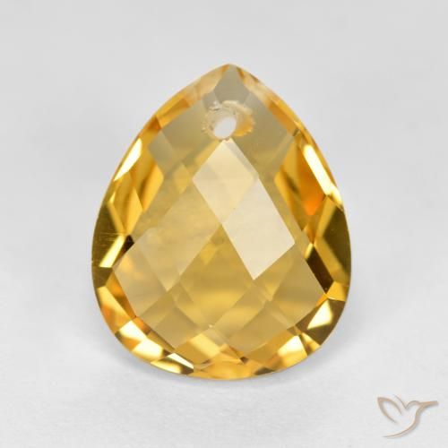 3.61ct 자연스러운 미디엄 다크 골든 황수정, 배 모양, VVS-VS