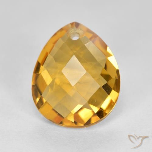 3.82ct 자연스러운 오렌지-골드 황수정, 배 모양, VVS-VS